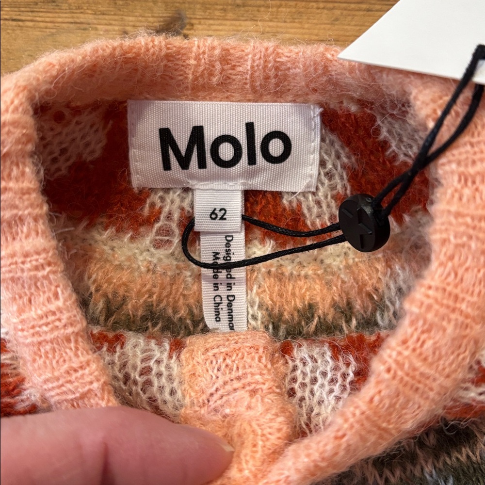 New! MOLO 62 Pink Alpaca Wool Printed Bay Fair Isle Nordic Bunny Cardi Sweater - Picture 4 of 6